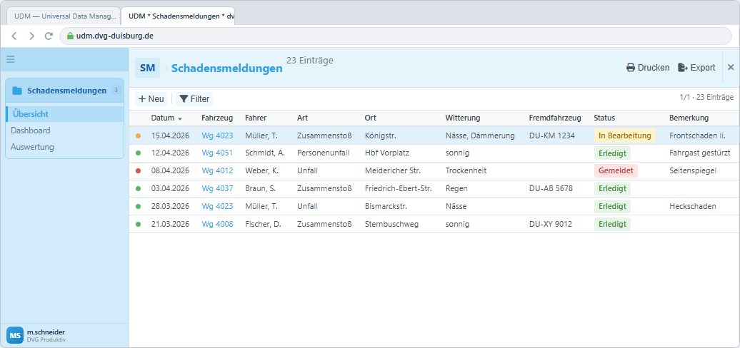 Digitalisierte Formulare in UDM